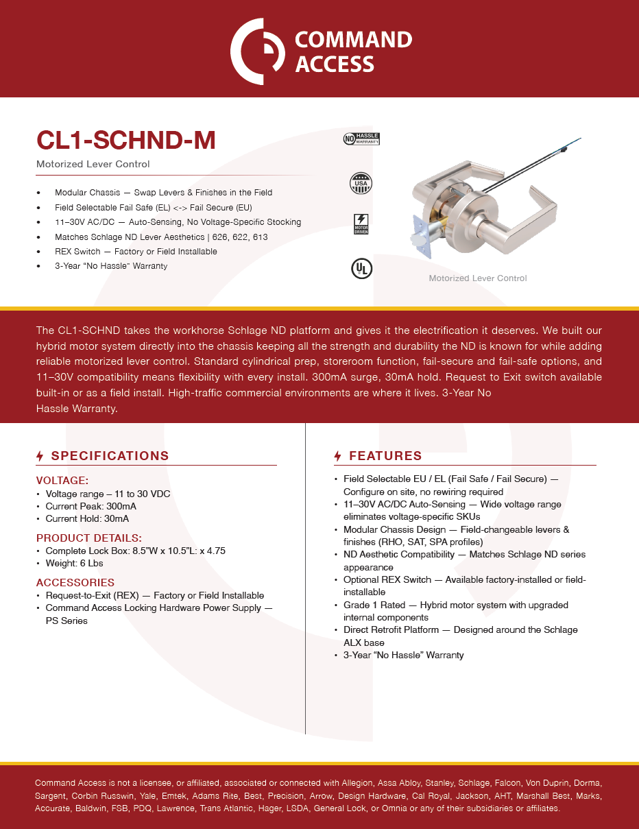 CL1-SCHALX cutsheet